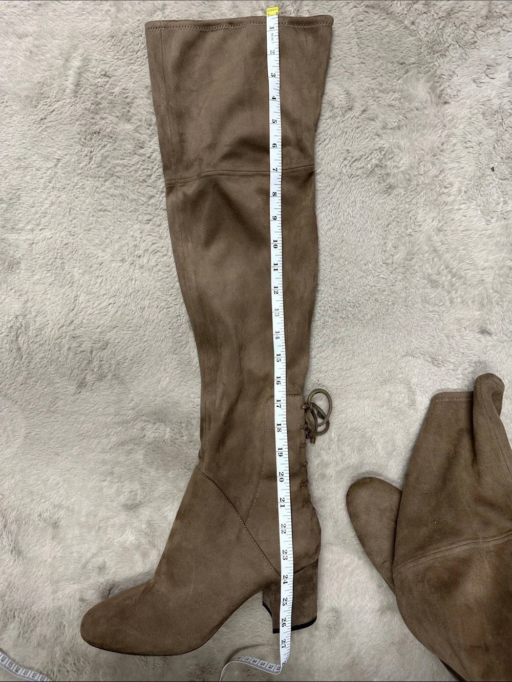 ALDO Tan Faux Suede Over-the-Knee Block Heel Boots Side Zip Size 9
